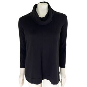 J.JILL Lightweight Hi Low Cowl Neck Tunic Sweater in Black  SZ S